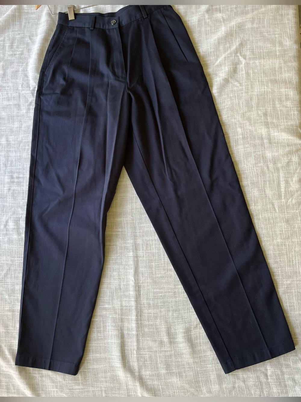 L.L. Bean Perfect Cotton Slacks Navy Pleated